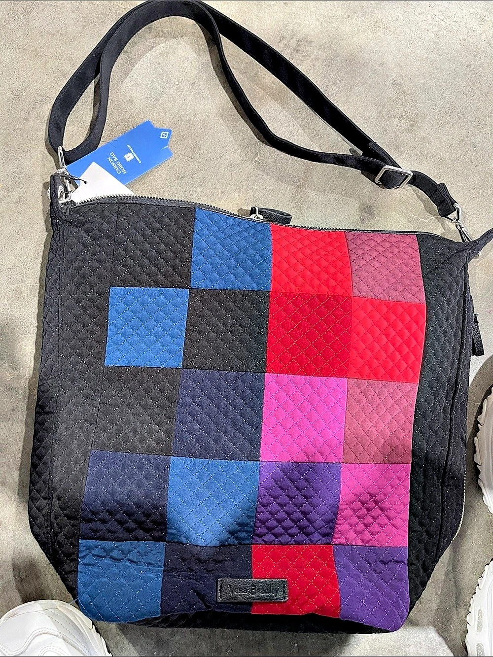 Vera Bradley Carson Hobo Bag Color Block Shoulder Bag in Black & Blue